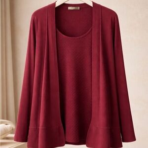 Choices Deep Red Women's one piece Open Cardigan